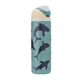 32oz FreeSip Color Drop Fin Frenzy Stainless Steel Water Bottle New, Dolphin Pattern Tumbler Drinkware