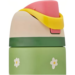 32oz Exclusive Green Daisy FreeSip Insulated Stainless Steel Water Bottle for Sports and Travel, BPA-Free