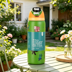 32oz Minecraft FreeSip Insulated Stainless Steel Water Bottle for Sports and Travel, BPA-Free