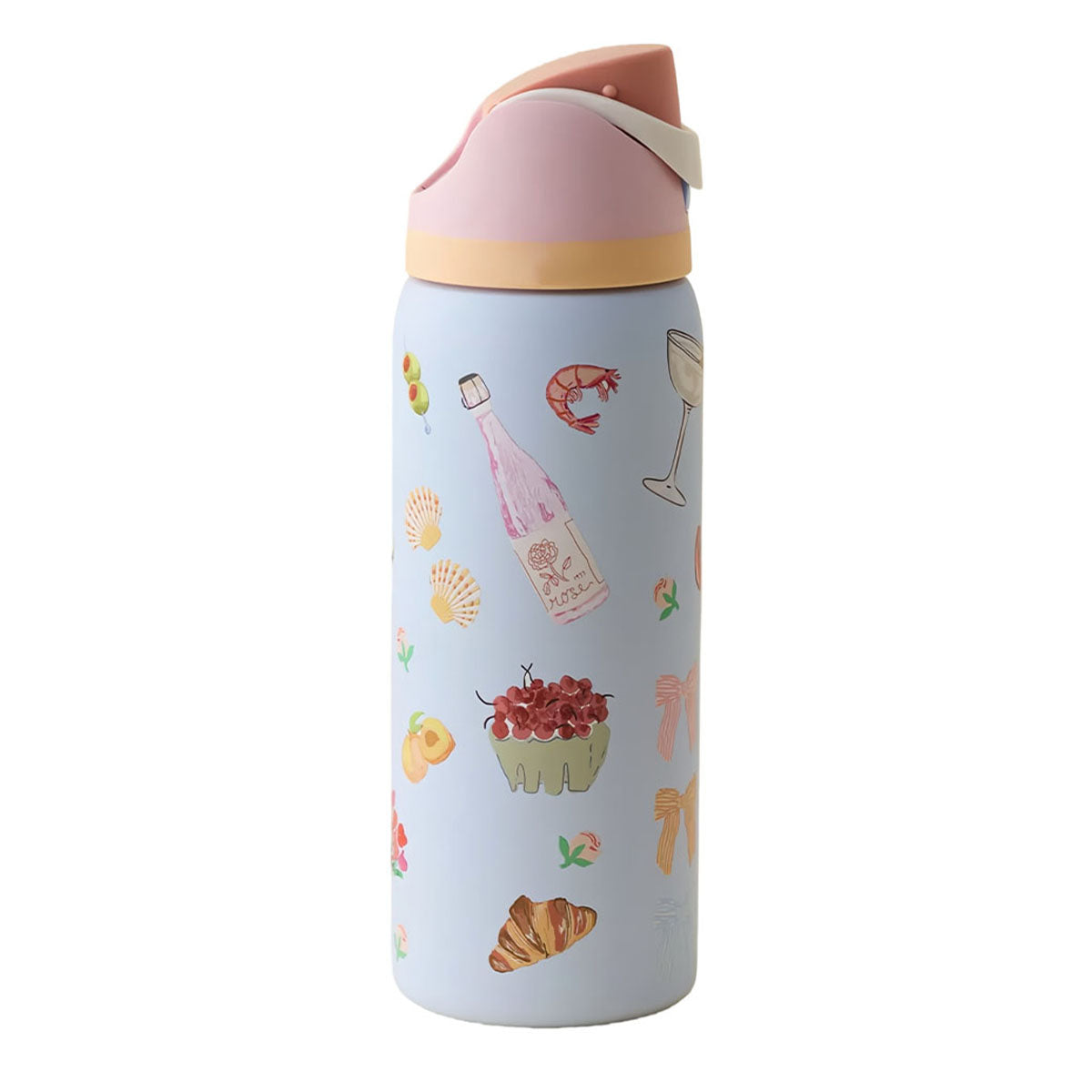 32oz Exclusive Picnic Prep FreeSip Insulated Stainless Steel Water Bottle for Sports and Travel, BPA-Free