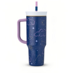 40oz Color Drop Out of Orbit Insulated Tumbler with Straw - Blue and Purple for Sports and Travel, BPA-Free