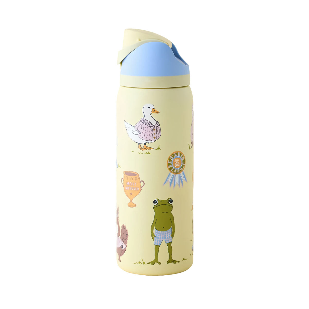 32 oz Exclusive Print Party Animals FreeSip Insulated Stainless Steel Water Bottle for Sports and Travel, BPA-Free