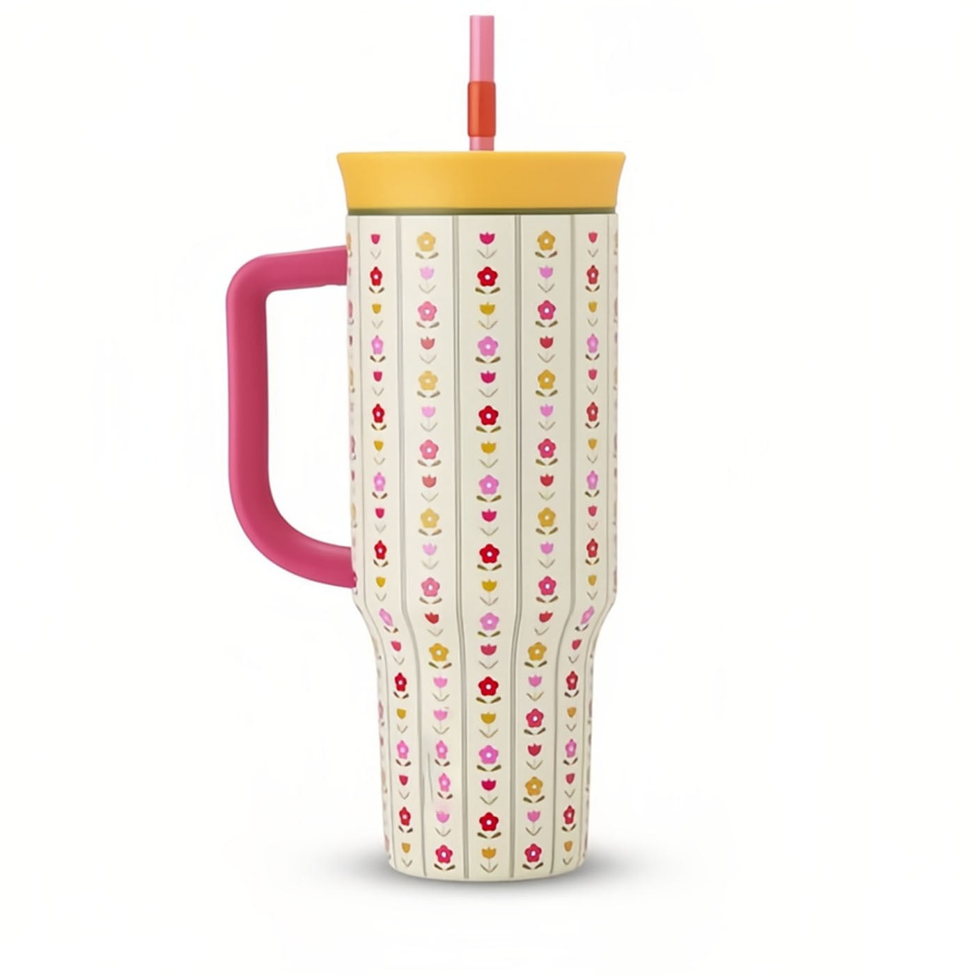 40oz Color Drop Flower Crown Insulated Tumbler with Straw - Blue and Purple for Sports and Travel, BPA-Free