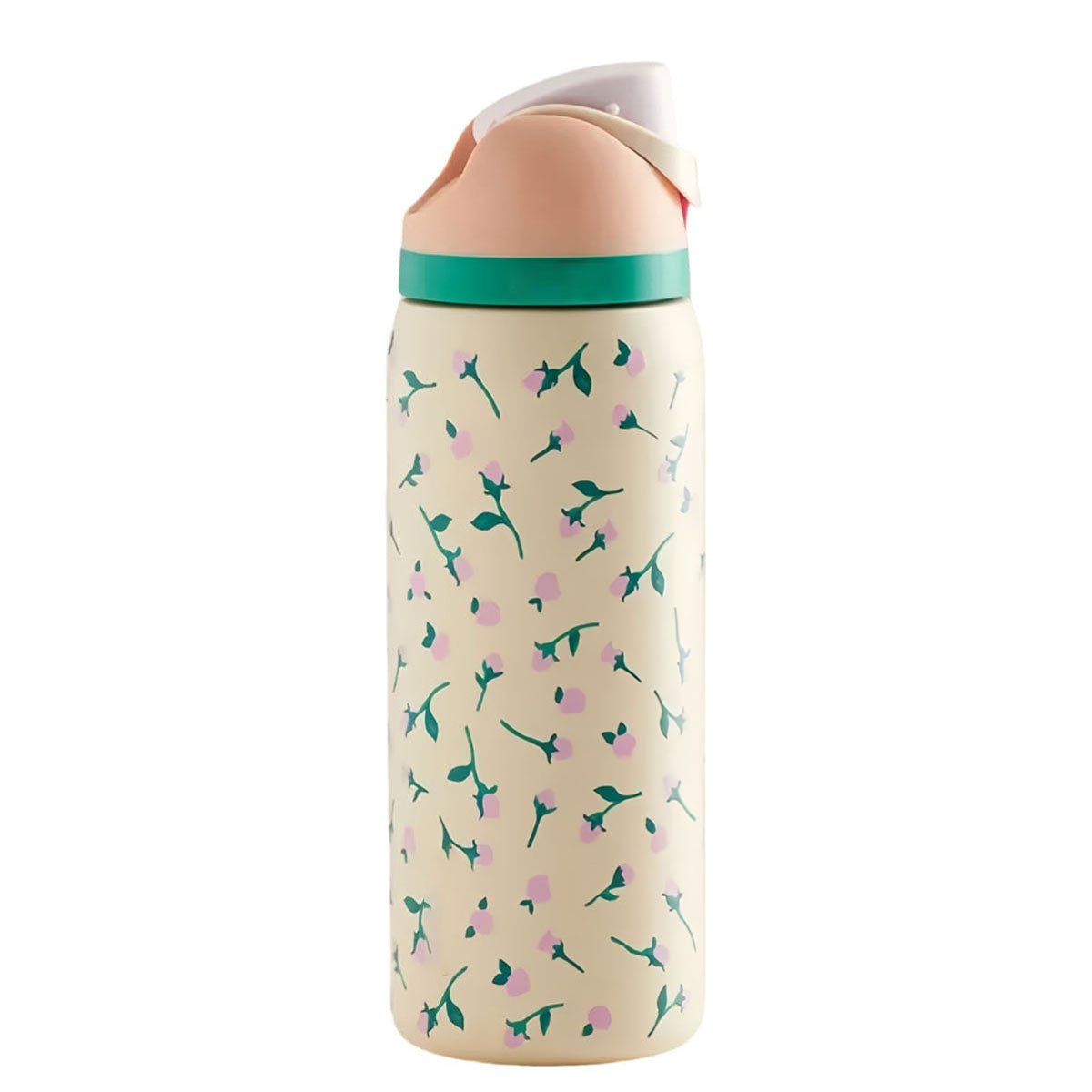 32oz Exclusive Tea Time Rosebud FreeSip Insulated Stainless Steel Water Bottle for Sports and Travel, BPA-Free