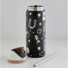 32oz Exclusive Print Good Luck FreeSip Insulated Stainless Steel Water Bottle for Sports and Travel, BPA-Free