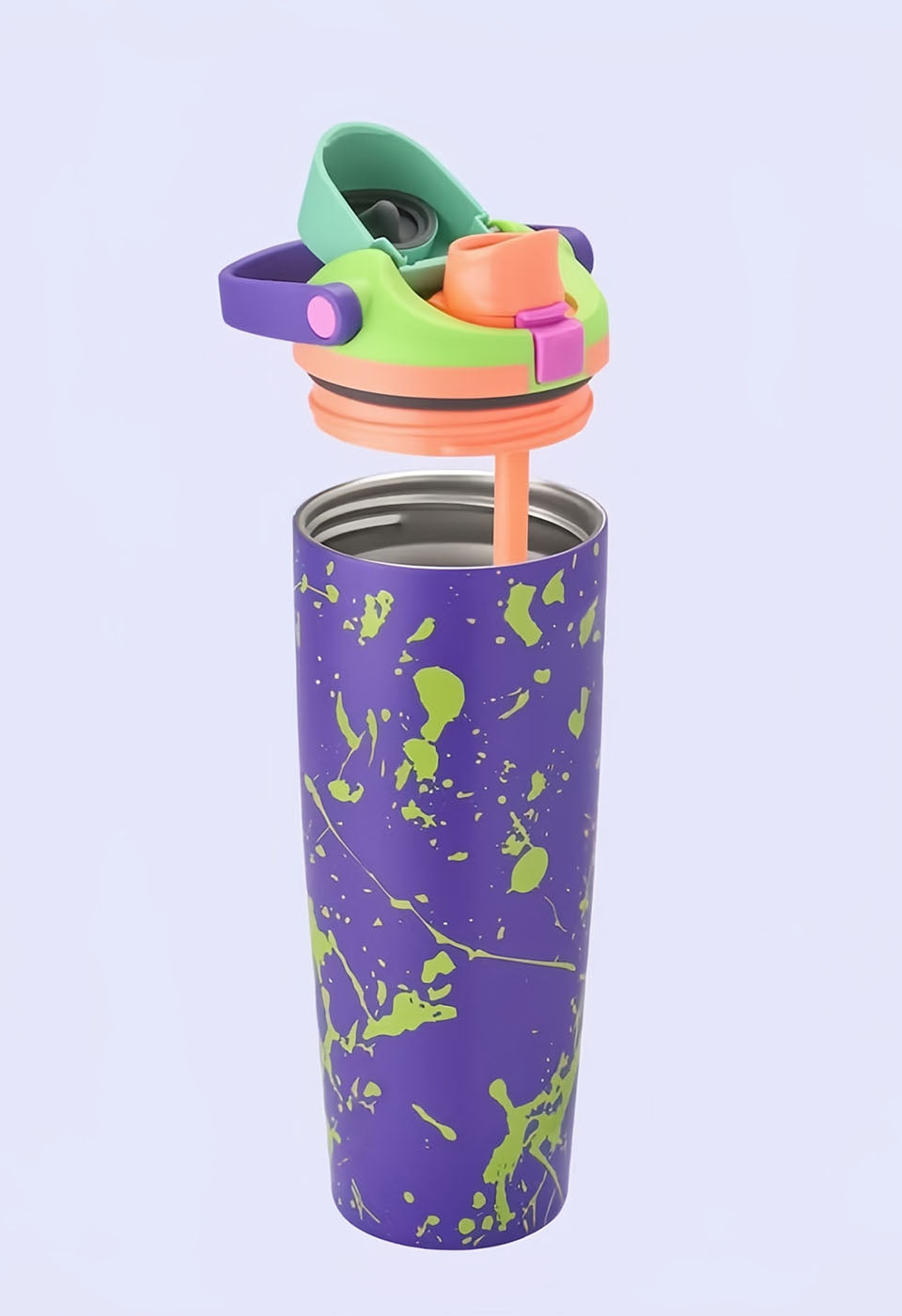 30oz Birthday Bash Neon Party FreeSip Sway Insulated Stainless Steel Water Bottle for Sports and Travel, BPA-Free
