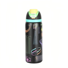 32oz All Systems Glow BRAND NEW GLOWS IN THE DARK FreeSip Insulated Stainless Steel Water Bottle for Sports and Travel, BPA-Free