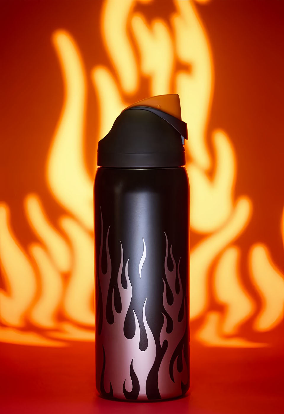 32oz Exclusive Chrome Inferno FreeSip Insulated Stainless Steel Water Bottle for Sports and Travel, BPA-Free