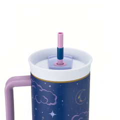 40oz Color Drop Out of Orbit Insulated Tumbler with Straw - Blue and Purple for Sports and Travel, BPA-Free