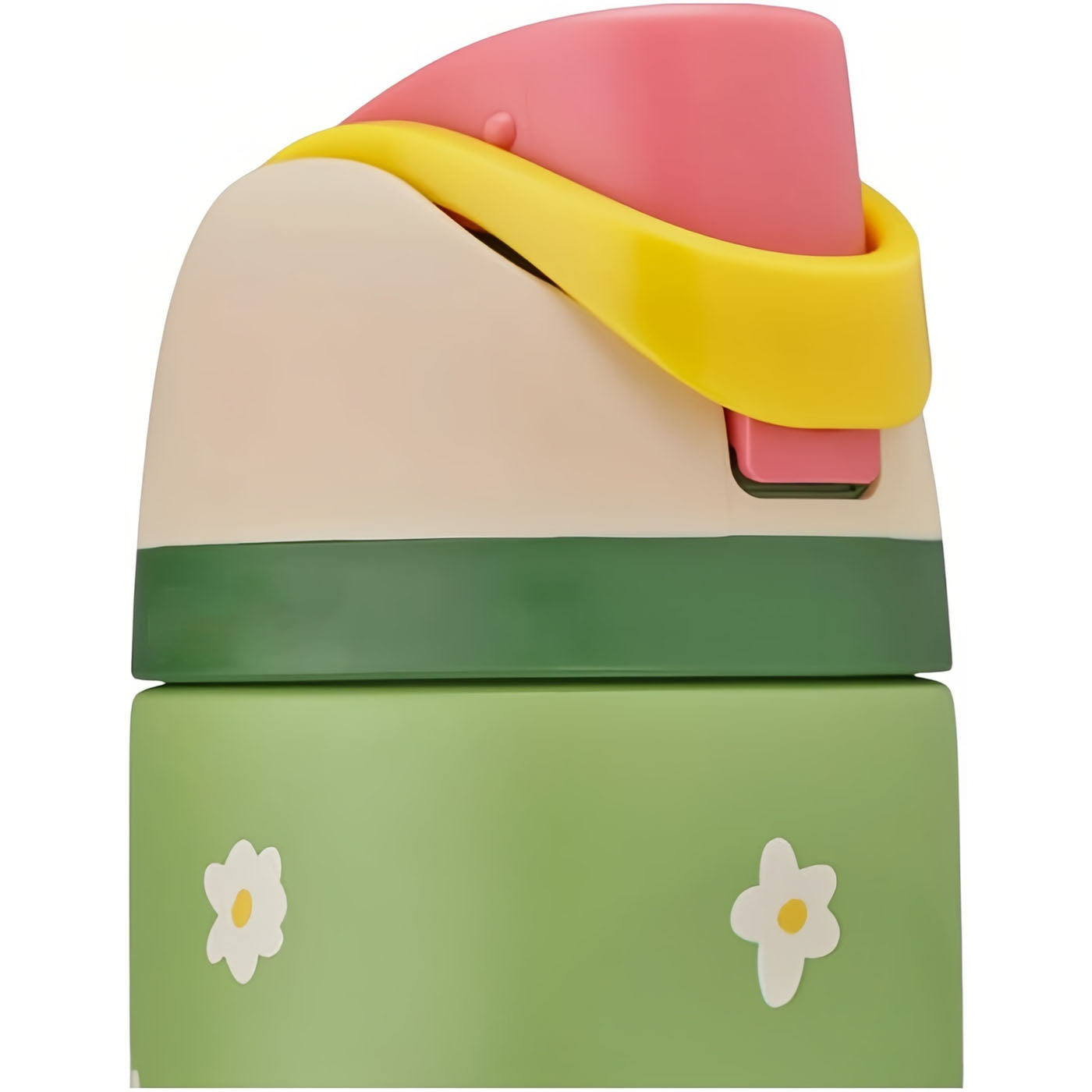32oz Exclusive Green Daisy FreeSip Insulated Stainless Steel Water Bottle for Sports and Travel, BPA-Free