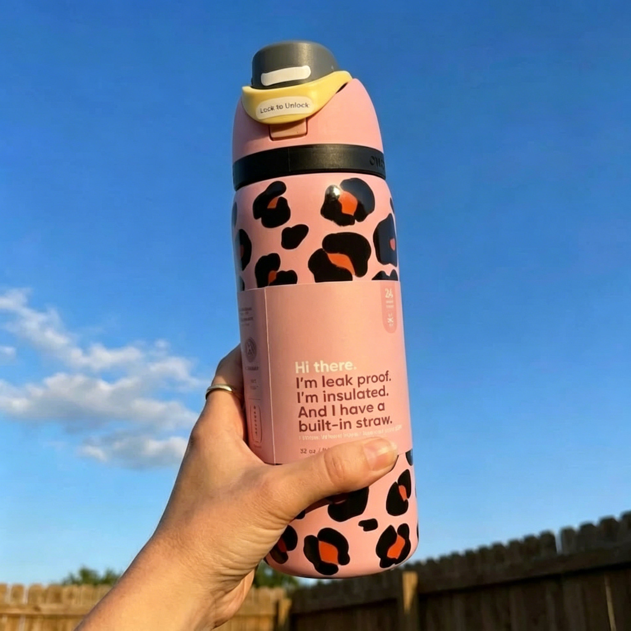 32oz Jungle Stroll FreeSip Insulated Stainless Steel Water Bottle for Sports and Travel, BPA-Free