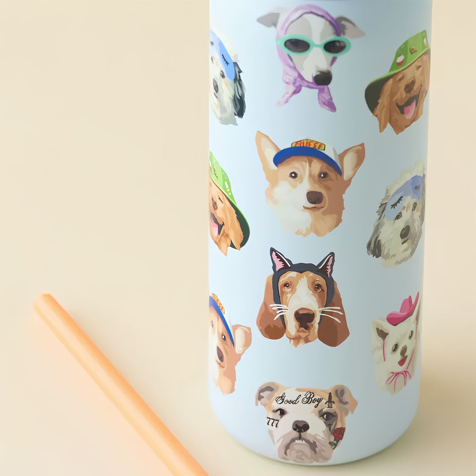 Exclusive Dog Collage FreeSip 32 oz Water Bottle with Flip-Straw Lid for School, Work, Travel & Daily Hydration