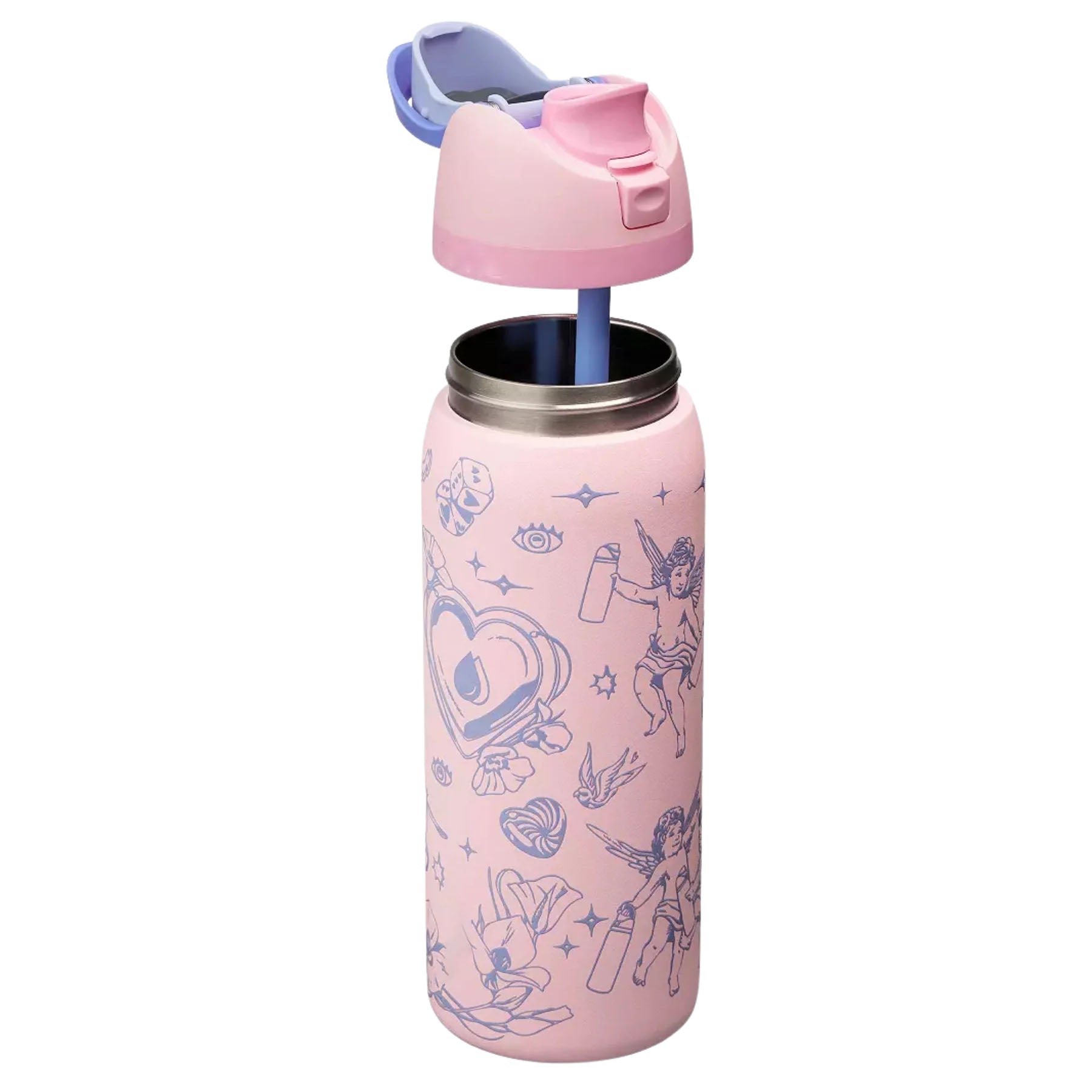32 oz Valentines Shot To The Heart FreeSip Insulated Stainless Steel Water Bottle for Sports and Travel, BPA-Free