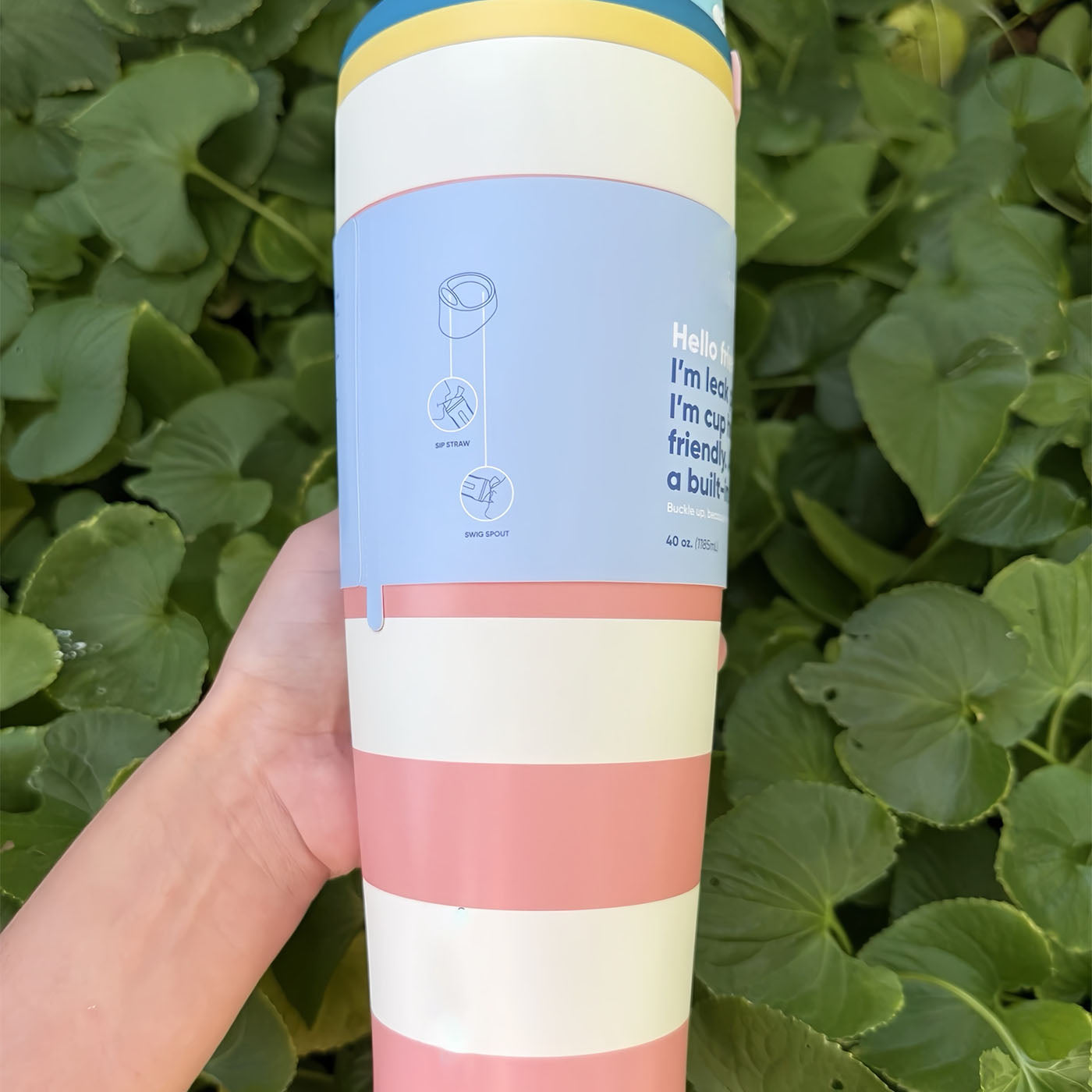 40oz Birthday Bash Cabana Breeze FreeSip Tumbler Insulated Stainless Steel Water Bottle for Sports and Travel, BPA-Free