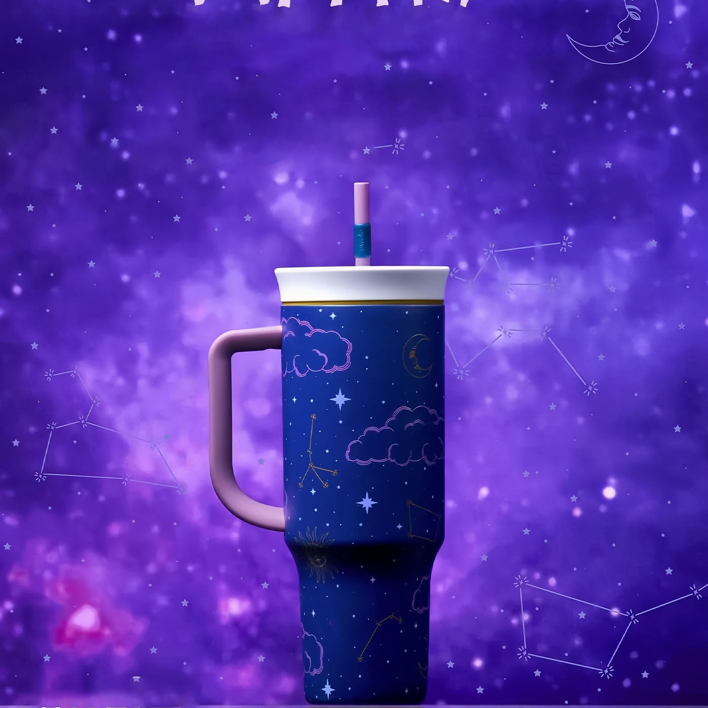 40oz Color Drop Out of Orbit Insulated Tumbler with Straw - Blue and Purple for Sports and Travel, BPA-Free