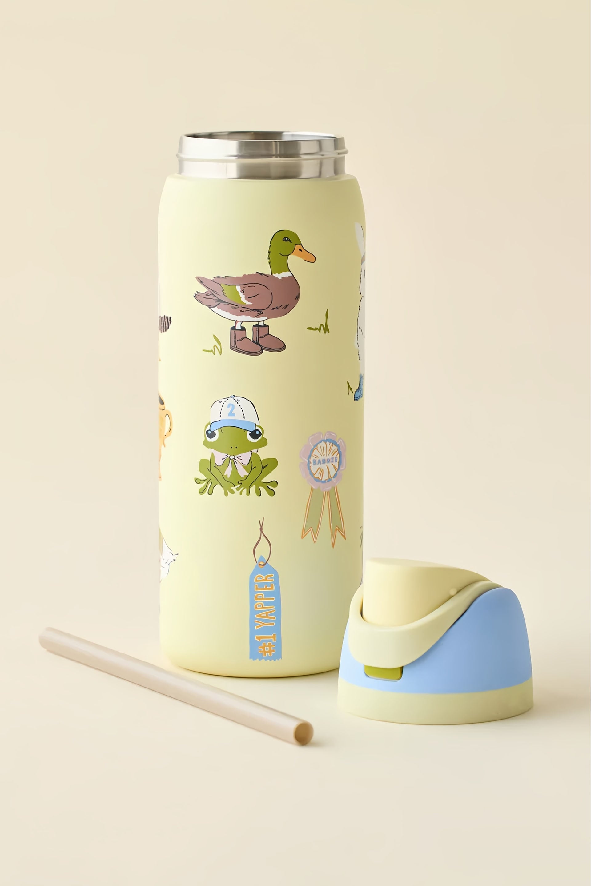 32 oz Exclusive Print Party Animals FreeSip Insulated Stainless Steel Water Bottle for Sports and Travel, BPA-Free