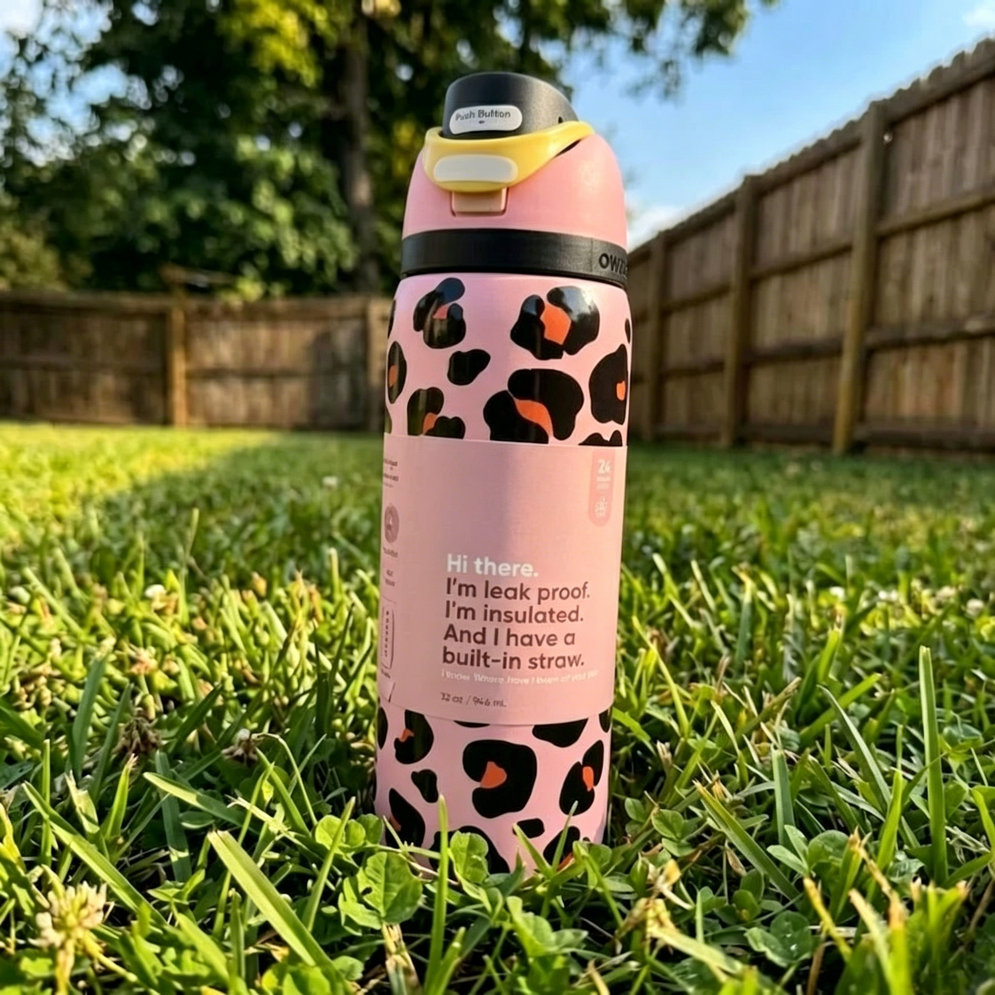 32oz Jungle Stroll FreeSip Insulated Stainless Steel Water Bottle for Sports and Travel, BPA-Free