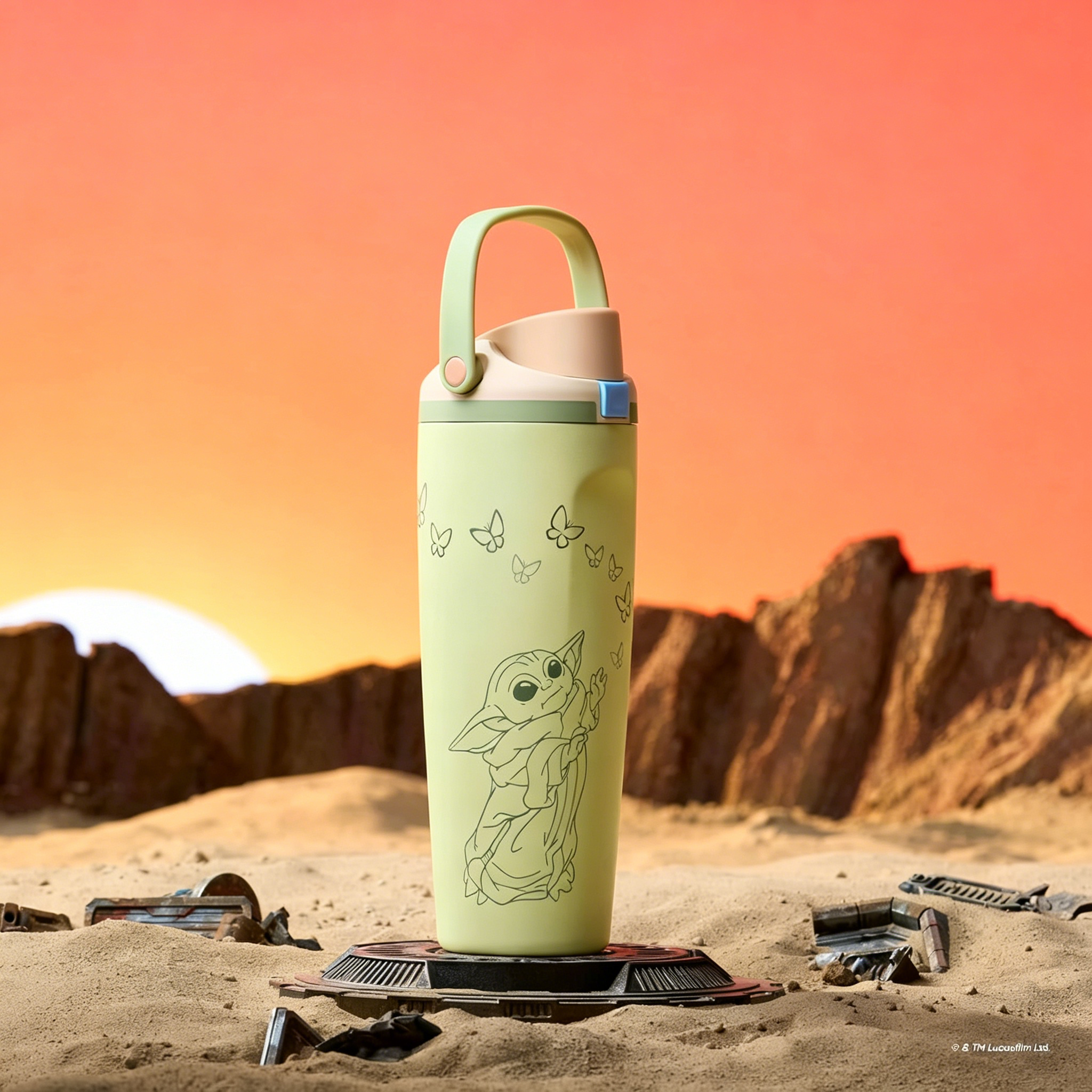 StarWars FreeSip Sway Insulated Stainless Steel Water Bottle, Made for Travel, School, and Sports, 30oz, BPA Free, Leak Proof, GroGu